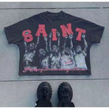 Wholesale billin hip-hop high street cartoon graphic dropped shoulder couple's short sleeve t-shirt