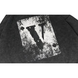 Vlone Hoodie Autumn/Winter Playing Card Prints Washed Loose