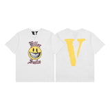 Cross-border supply large v letter lne cherry blossom short half-sleeve sketch embroidery lip print graffiti print short