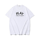 Kawakubo plaloveembroider short-sleeved pure cotton red heart eyes couple t-shirt y star style long sleeves shirt
