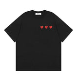 Correct version star kawakubo pla heartembroider short-sleeved pure cotton red heart peach couple t-shirt y