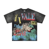American valley washed distressed printing short-sleeved t-shirt valeforever hoodie sweatshirt long