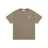Classic spring/summer white adc heart embroidery short-sleeve t-shirt - minimalist, lightweight, and breathable