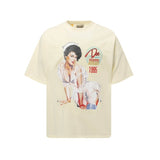 Gallery european and american couple wear plus size fried color washed short-sleeved t-shirt youth tee
