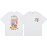 Summer collection: casa casablanca print oversized short-sleeve t-shirt - premium heavyweight cotton