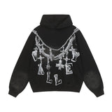 American valley washed distressed printing short-sleeved t-shirt valeforever hoodie sweatshirt long