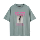 Summer trendy short-sleeve tee with back logo print - couple's fashion