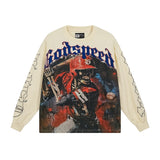 Cross-border wholesale american trend skull metal rock band robot bottom shirt pure cotton looselong sleevest