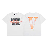 Cross-border supply large v letter lne cherry blossom short half-sleeve sketch embroidery lip print graffiti print short