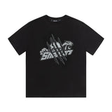 trap gradient letter tiger head short sleeve european and american high street trap star printing t-shirt loose s