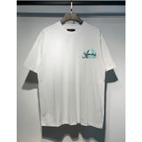 [gram] am flow paint graffiti letter starry sky classic logo print short sleeve couple t-shirt