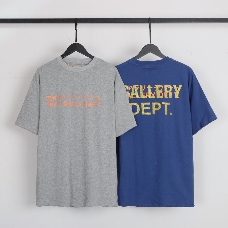 American retro gallery dept. letter print oversized double gauze pure cotton short sleeve t-shirt