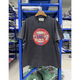 Satoshi summer american retroletterprinting washed and distressed spray dirty crackle loose short-sleeved t-shirt