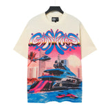 gods short-sleeved heavy weight washed fog high street rock band skull pure cottonprinting t-shirt
