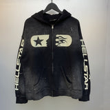 H-star series] fog high street retro women's head washed and distressed couple t-shirt shorts sweatshirt pants