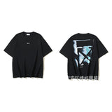 European and american spring/summer ow gradient arrow graphic crew neck short sleeve t-shirt