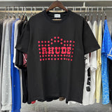 Rhude T Shirts Red Polka Dot Printed Cotton Casual Short Sleeve Men and Women