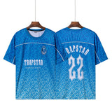 trapstar gradient color athletic short-sleeve basketball jersey football jersey t-shirt mesh breathable training top for export