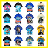 Cross-border wholesale high version gods short-sleeved heavy weight washed fog high street skull pure cotton printed round