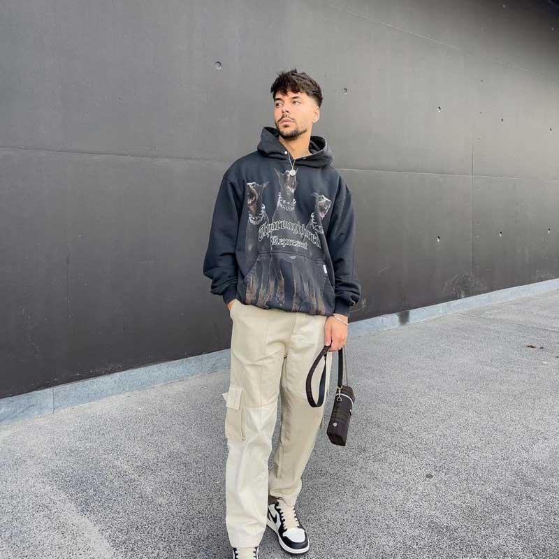Present Hoodie Doberman Pinscher Printed Hoodie Distressed Loose