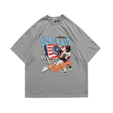 Blackair T Shirt Summer Short Sleeve Baseball Retro Printed Loose T-shirt