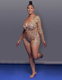 Women Plus Size One-Piece Clothes Printed Sexy Homewear One-Piece Pajamas