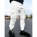 Cargo Pants Men's Pants Solid Color Casual Sweatpants Multi-Pocket Overalls Loose Straight Outdoor Personality Trousers Ankle-Tied Pants Men