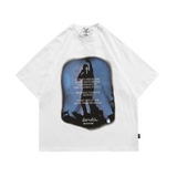 Blackair T Shirt Vintage Letter Print round Neck Loose Short Sleeves T-shirt