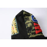 Shark Print Hoodie Autumn and Winter Men's Cotton Hooded Sweater Fleece Jacket