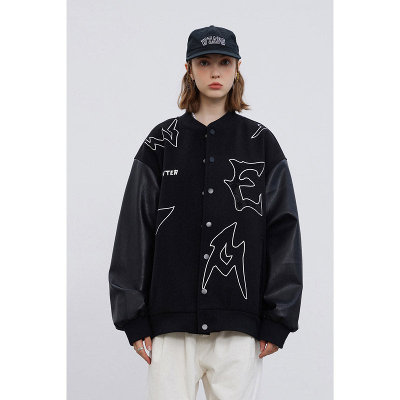 Letterman Jacket Outfit Senior Jackets Varsity Baseball Coat Hip Hop Trend Vintage Towel Embroidery Embroidered Baseball Jacket