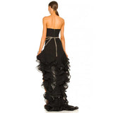 Emily Ratajkowski Dress Pleated Skirt Trailing Tube Top Dress