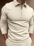 Polo Shirts Polo Shirt Zipper Color Matching Men's Long-Sleeved T-shirt Top