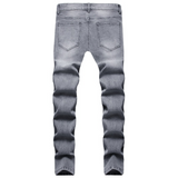 J Shaped Jeans New Men's Jeans Casual Slim Fit Ripped Ankle-Tied Jeans Fashion