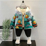 Toddler Boys Jackets Boys' Coat Spring and Autumn Small Yellow Duck Windbreaker Hooded