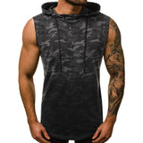 Tactics Style Men Sweatshirts & Hoodies Summer Men's Vest Camouflage 3D Digital Gradient Printing Hooded Sleeveless Vest T-shirt Men
