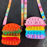 Pop Fidget Toys It Purse Hamburger Bag Pop It Children Coin Purse Silicone Messenger Bag Bubble Music