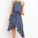 Beth Dutton Yellowstone Dresses Summer Spring Midi Dresses Polka-Dot Self-Tie Irregular Women's Dress