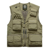 Men Utility Vest Work Zipper Tactical Work Vest Slim Pocket Jacket Vest Men's Outdoor Multi-Pocket