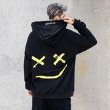 Smiley Face Hoodie Graffiti Smiley Face Hoodie Sweater Men's Hip Hop Loose Coat