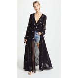 Women Dresses Bohemian V-neck XINGX Embroidered Seaside Holiday Dress