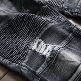 J Shaped Jeans Men's Stretch Fashion Pleated Slim Straight