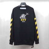 Off White Long Sleeve Round Neck Sweater Autumn Printed Men's Clothing plus Size Loose Crew Neck Pullover Sweatshirt