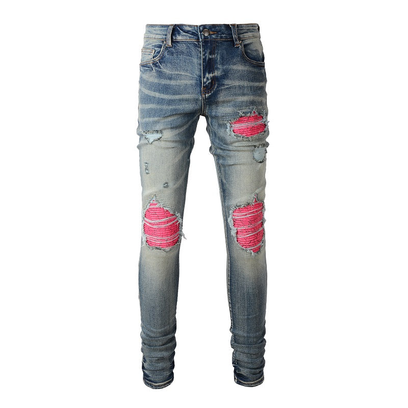 Amiri Jeans Casual Hip Hop Wash Splash-Ink Painted Slim Jeans Casual Fashionable 6806