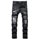 J Shaped Jeans New Men's Jeans Slim Straight Zip Pleated Trousers