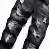 J Shaped Jeans Black Ripped plus Size Denim Pants Men