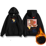 Tom And Jerry Hoodie Spring Fleece-Lined Loose Hooded Top