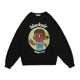 Blackair T Shirt Autumn Winter Retro Sweater Cartoon Character Printed round Neck Long Sleeve