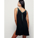 Women Dresses V-neck Vintage Embroidered Midi Dress