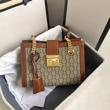 Jackie Kennedy Bag Padlock Canvas Chain Vintage Print Twist Lock Bag Women's Tote Bag