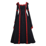 Vintage Empire Waist Dress Women Vintage Dress Square Collar Flare Sleeve Halloween Costume